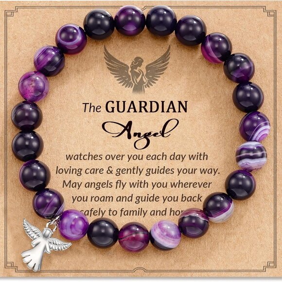 Guardian Angel Bracelet Women Stone Bead Chain Spiritual Gift - Picture 1 of 8